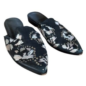 Dolce Vita Embroidered Black Mules